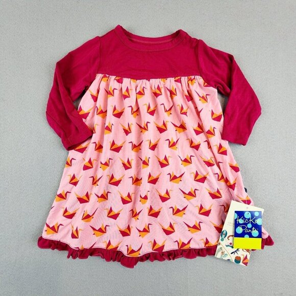 KicKee Pants Lotus Origami Crane Long Sleeve Classic Swing Dress‎ 12-18 Months - Picture 2 of 11